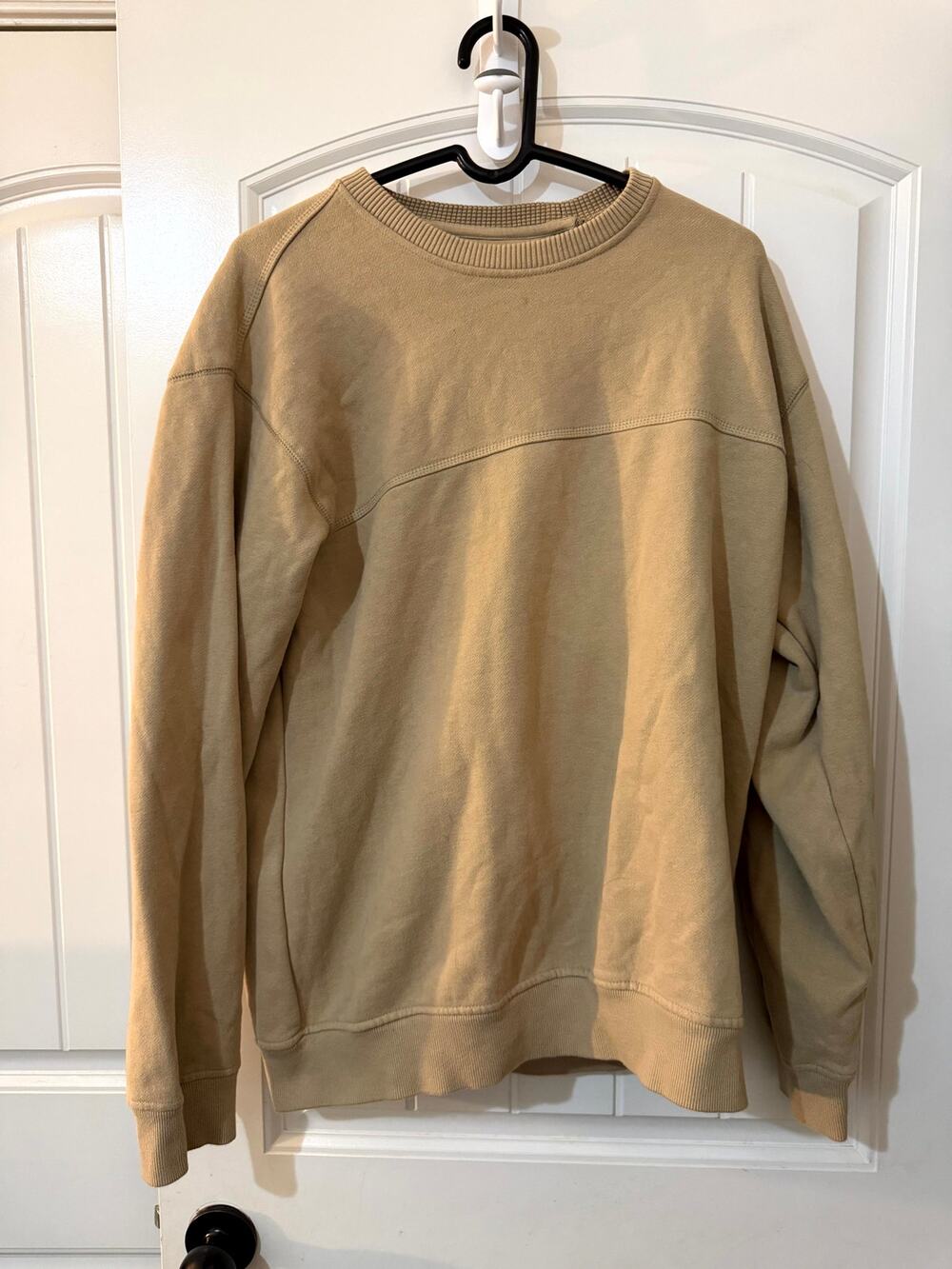 Van Heusen Men's Crewneck Sweatshirt XL Tan Beige Ribbed Pullover Casual